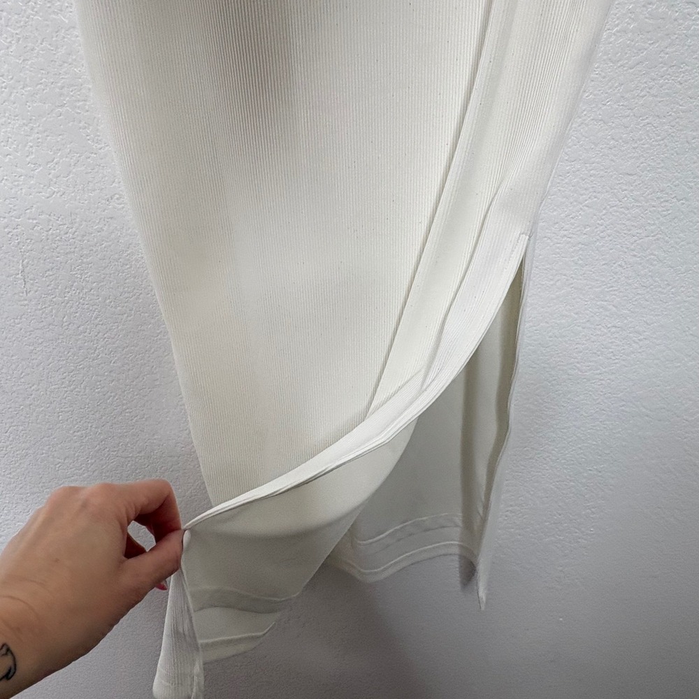 PrettyGarden White Strapless Ribbed Bodycon Midi Dress Side Slit XS - Picture 4 of 8